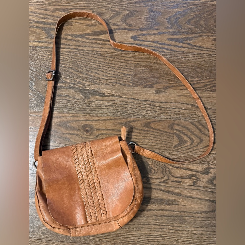 Valentina Woven Tan Crossbody Bag